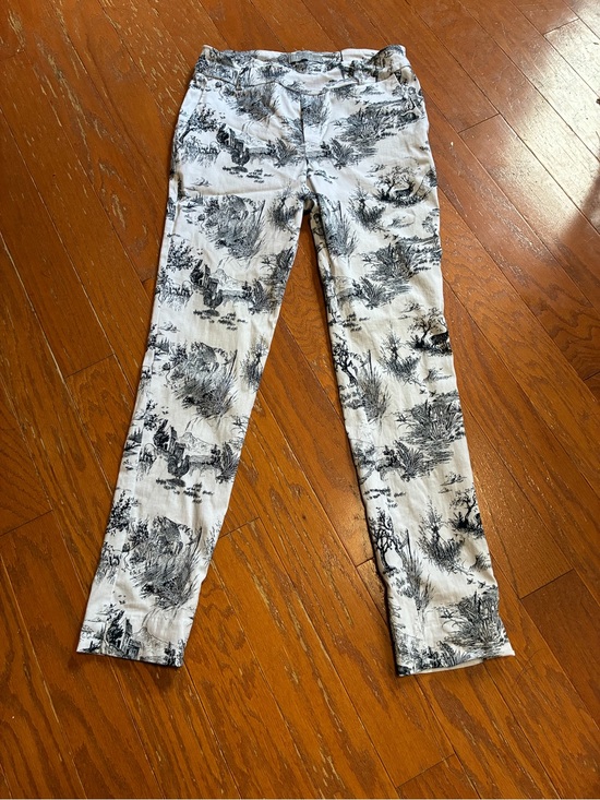 I love tyler madison Pants - I Love Tyler Madison Toile Print Slim Ankle Pants Stretch Pull-On Black White